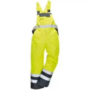 Portwest Unisex Contrast Hi Vis Bib And Brace Coveralls - Unlined (S488) / Workwear (2XL) (Yellow/ Navy) - Yellow/ Navy