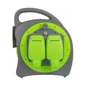 Status International Cable Reel 2 Socket 13amp 20m Weatherproof S20M2G13AIP54CR2