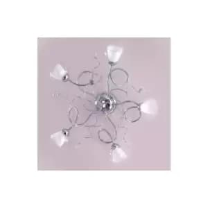Wendy 5 Light Multi Arm Semi Flush Ceiling Lamp, Glass Shades
