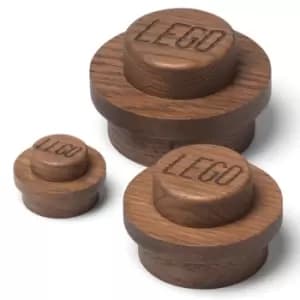 LEGO 1x1 Wooden Wall Hanger Set (Hand Made From Red Oak) - Dark Stained (Set of 3)