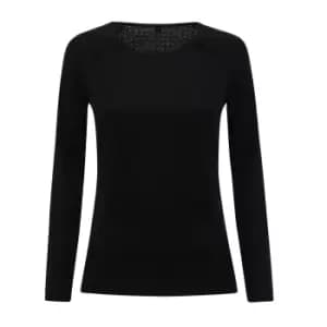 TriDri Womens/Ladies Laser Cut Scooped Long Sleeve Top (S) (Black)