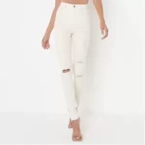 Missguided Tallsinner Authentic Ripped Skinny - White