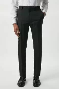 Mens Slim Fit Plain Charcoal Wool Suit Trousers