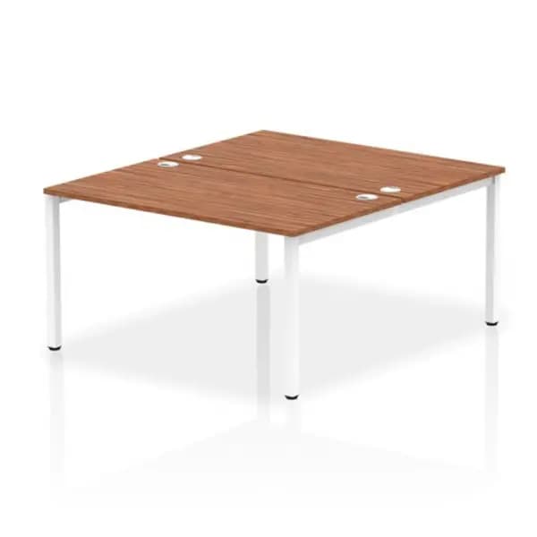 Impulse Bench B2B 2 Person 1400 White Frame Office Bench Desk Walnut
