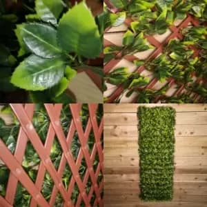 100cm x 200cm PE Backed Artificial Fence Garden Trellis Privacy Screening Indoor Outdoor Wall Panel - Beech Leaf