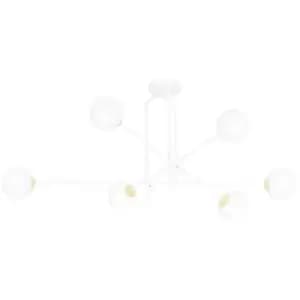 Emibig Diarf White/Gold Globe Ceiling Light with White Glass Shades, 6x E14