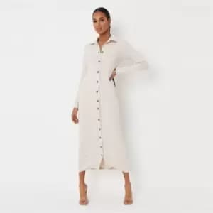 Missguided Tall Ribbed Midaxi Shirt Dress - Neutral