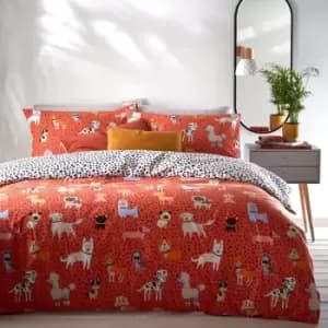 Furn. Woofers Double Duvet Cover Set Cotton Coral
