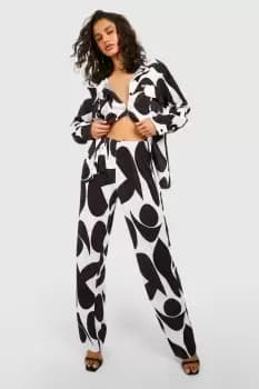 Abstract Plisse Wide Leg Trouser