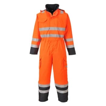 Biz Flame Hi Vis Flame Resistant Rain Multi Coverall Orange / Navy M