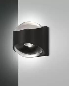 Remy LED Outdoor Up Down Wall Light Black Glass, IP65