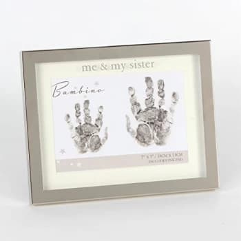 Bambino Silver Colour Hand Print Frame - Me & My Sister 7x5"