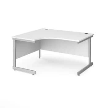 Office Desk Left Hand Corner Desk 1400mm White Top With Silver Frame 1200mm Depth Contract 25