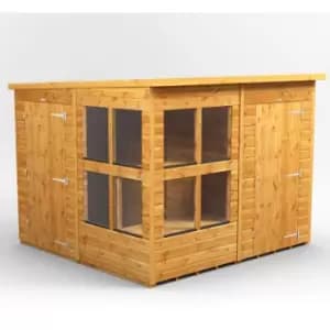 8x8 Power Pent Potting Shed Combi Building including 4ft Side Store