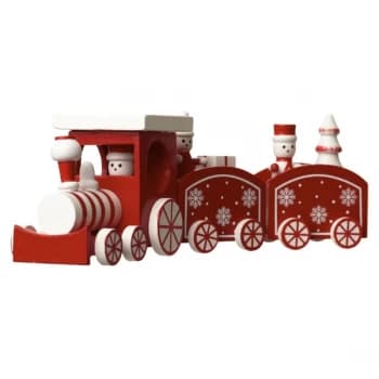 Red Snowflake Wooden Train Decoration