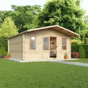 Mercia 34mm Single Glaze Haven Log Cabin - 5 x 5m