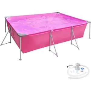 Tectake - Swimming pool rectangular with pump 300 x 207 x 70cm - outdoor swimming pool, outdoor pool, garden pool - pink - pink