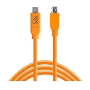 TetherTools TetherPro USB-C to 2.0 Mini-B 5-Pin 15ft (4.6m) Orange