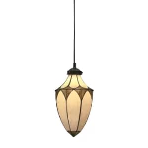 Brooklyn 1 Light Small Ceiling Pendant Dark Bronze, Tiffany glass, E14