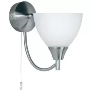Endon Alton - 1 Light Wall Light Satin Chrome with Matt Opal Glass Shade, E14