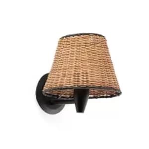 Sumba Black, Rattan Shade Wall Lamp 3000K