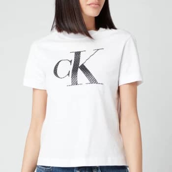 Calvin Klein Jeans Womens Satin Bonded Filled Ck T-Shirt - Bright White - M