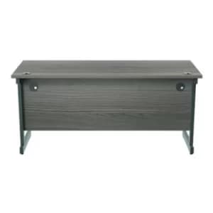 Jemini Single Rectangular Desk 1600x600x730mm Grey Oak/Silver KF800654