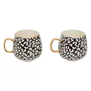 Interiors by PH Set Of 2 Ceramic Mugs - Leopard Print