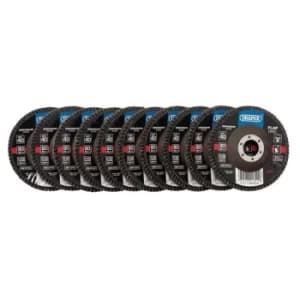 Draper Zirconium Oxide Flap Discs, 115 x 22.23mm, 40 Grit (Pack of 10)