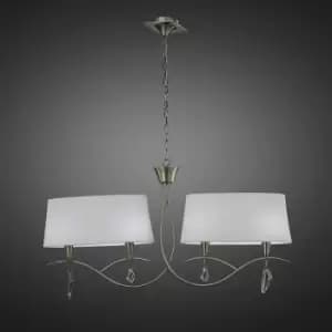 Mara 2 Arm pendant lamp 4 E14 bulbs, antique brass with ivory white lampshade