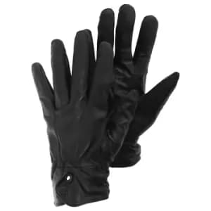 Ladies/Womens Plain Genuine Leather Gloves (S/M) (Black)