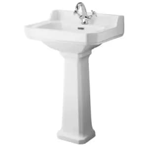 Hudson Reed Richmond 560mm Basin & Comfort Height Pedestal (1 Tap Hole) - White