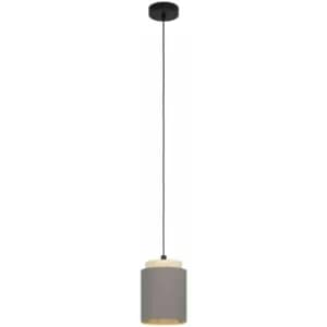 Pendant Light Colour Black Brown Shade Cappuccino Fabric Bulb E27 1x40W