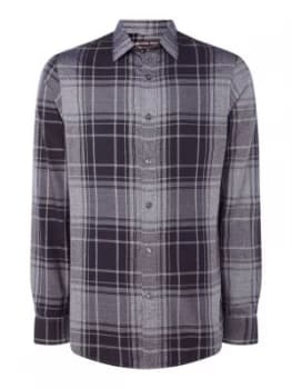 Mens Michael Kors Indigo large check flannel shirt Blue