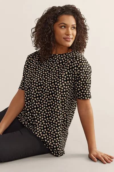 Evans Printed Crepe Top Black