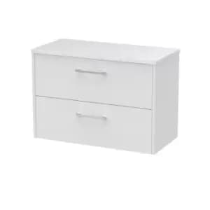 Hudson Reed Juno 800mm Wall Hung 2 Drawer Vanity & Sparkling White Laminate Top - White Ash
