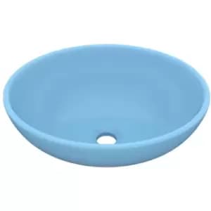 Luxury Basin Oval-shaped Matt Light Blue 40x33cm Ceramic Vidaxl Blue