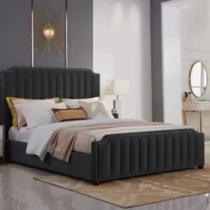 Klara Bed Double Plush Velvet Black