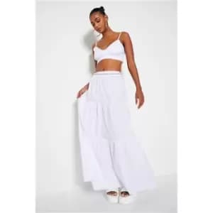 I Saw It First White Tiered Midi Skirt - White