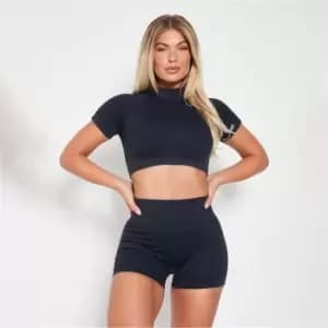 I Saw It First Washed Seamless Sculpt Ruched Bum Shorts - Black