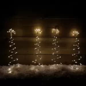 Set of 4 30cm Silver Spiral Tree LED Lit Outdoor Path Finder Lights in Warm White