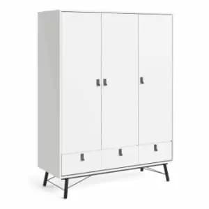 Ry Wardrobe 3 Doors And 3 Drawers In Matt White