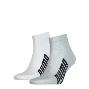 Puma 2 Pack BWT LS Quarter Socks - White