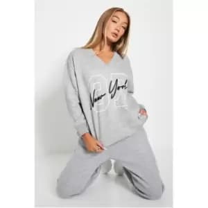 I Saw It First V Neck New York Graphic Sweatshirt - Grey