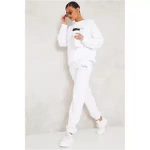 I Saw It First White Circle Logo Tie Waist Joggers - White
