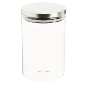Premier Housewares Round Clear Glass Storage Jar with Metal Lid - 950ml