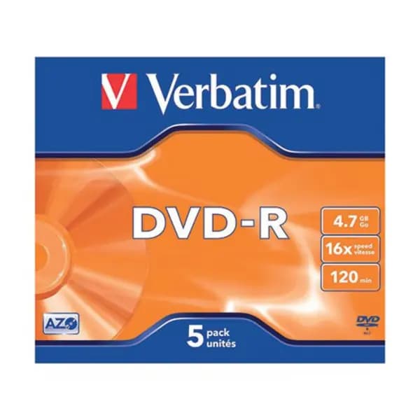 Verbatim Verbatim DVD-R Speed Jewel Case 4x 4.7GB (Pack of 5) 43246 43519