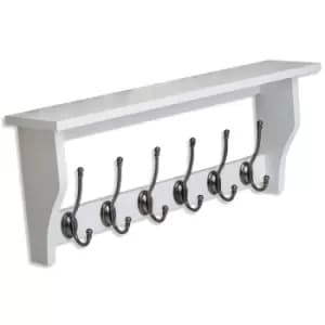 Lewiston 6 Coat Hooks with Shelf - White