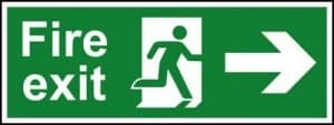 Fire Exit Arrow Right Sign, S/A Vinyl