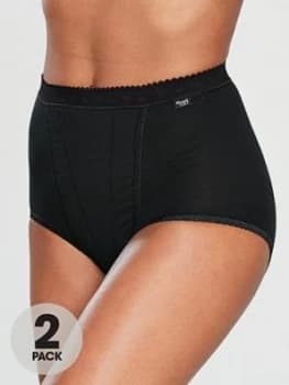 Sloggi 2 Pack Control Maxi Brief, Black, Size 12, Women